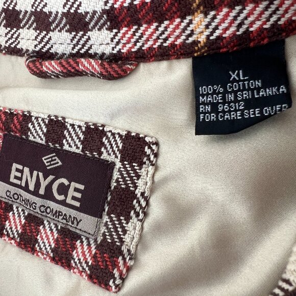 ENYCE Men's Baggy Button Down Shirt Brown Houndstooth XL/Late 90s Y2K Streetwear - Picture 7 of 16